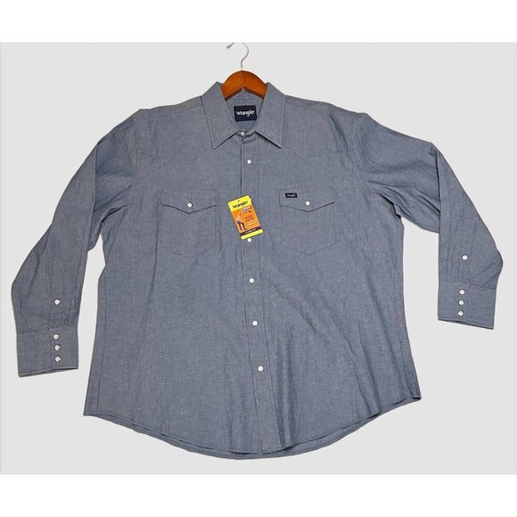 NWT 2020 Mens WRANGLER Cowboy Cut Authentic Western Work Shirt 2XL Pearl Snaps - Picture 1 of 8